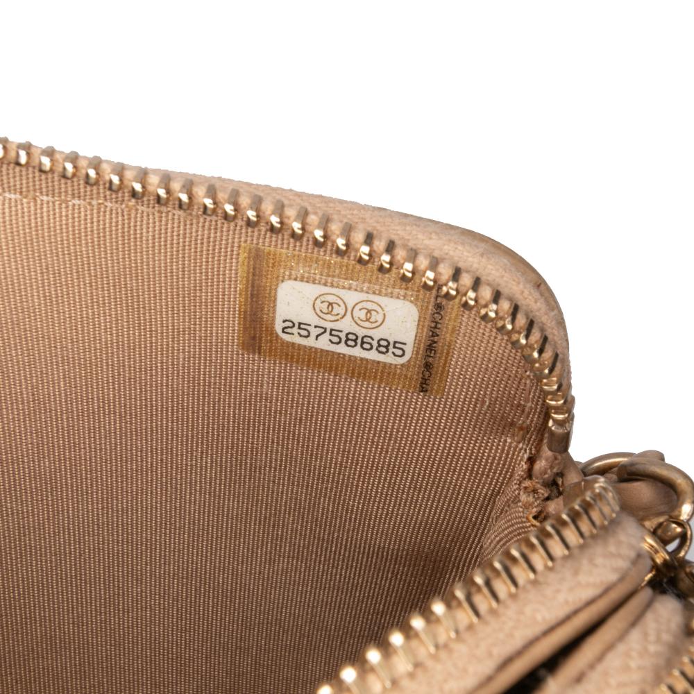 Chanel AB Chanel Brown Nude Calf Leather Caviar CC Filigree Crossbody Italy