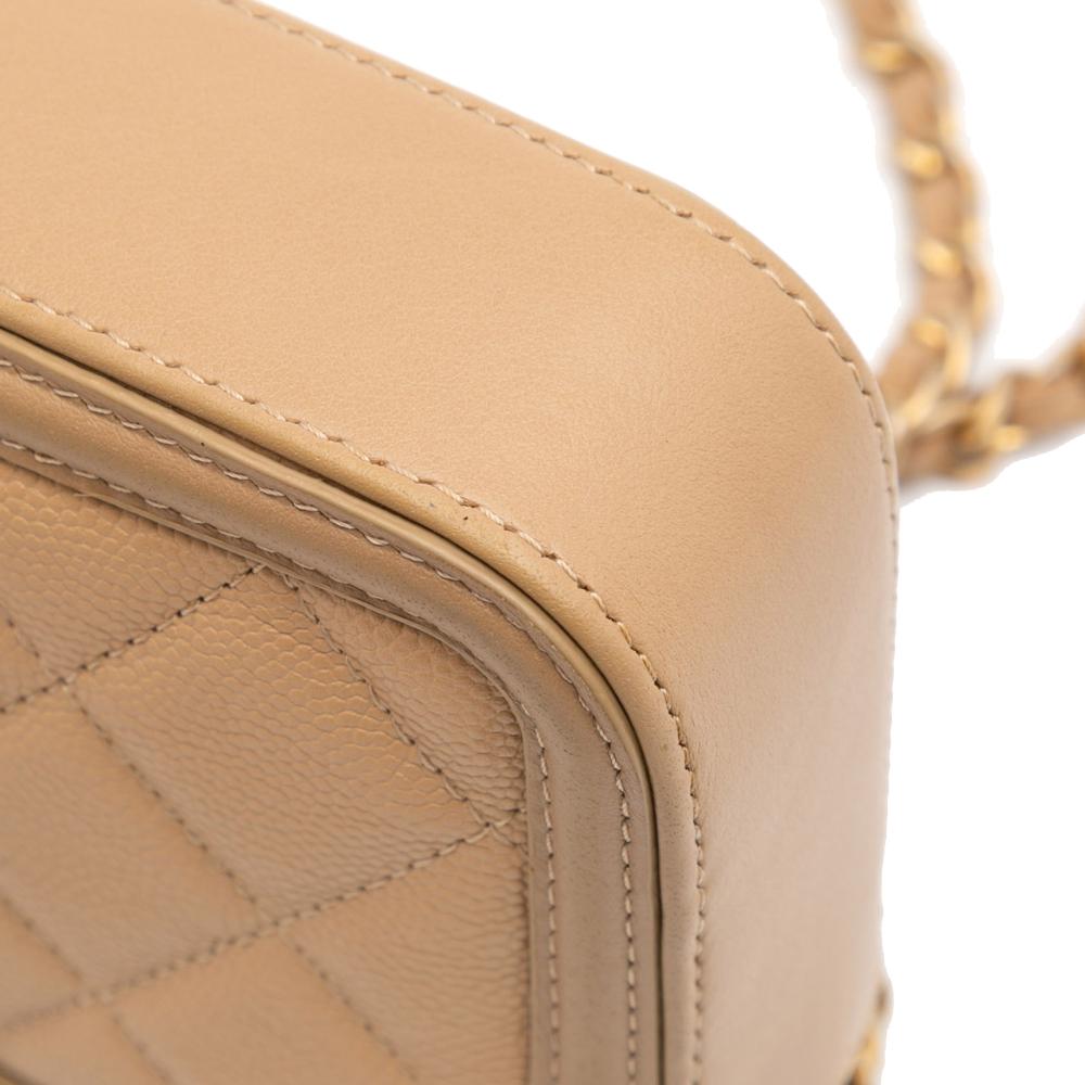 Chanel AB Chanel Brown Nude Calf Leather Caviar CC Filigree Crossbody Italy