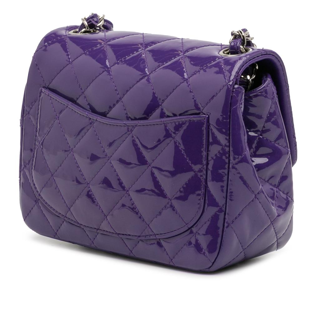 Chanel AB Chanel Purple Dark Purple Patent Leather Leather Mini Square Classic Patent Single Flap Italy