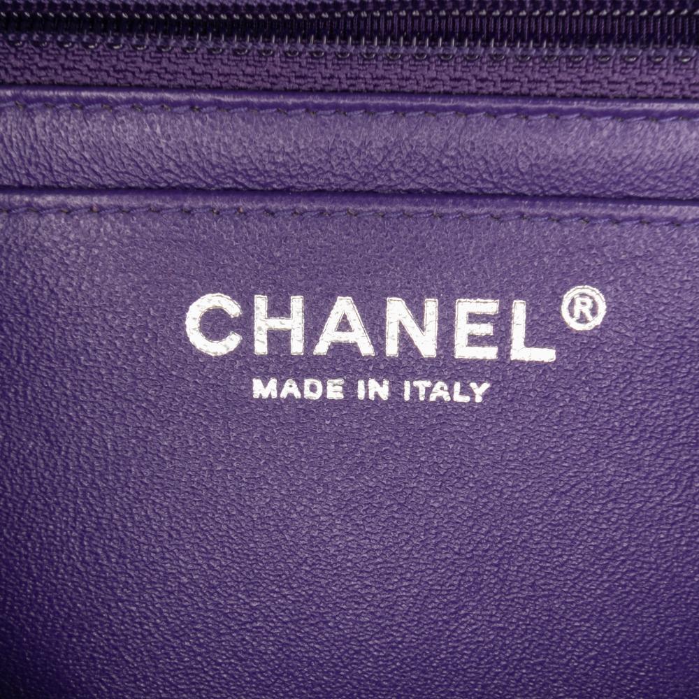 Chanel AB Chanel Purple Dark Purple Patent Leather Leather Mini Square Classic Patent Single Flap Italy