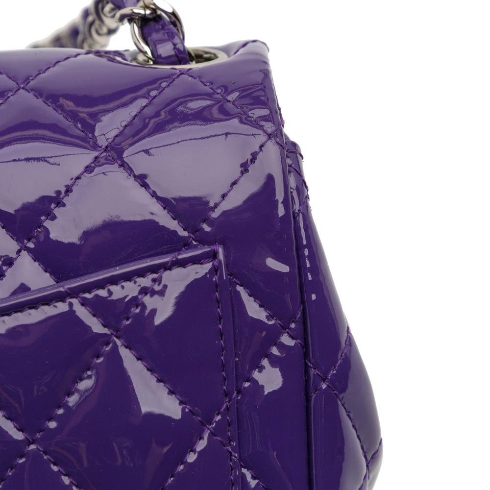 Chanel AB Chanel Purple Dark Purple Patent Leather Leather Mini Square Classic Patent Single Flap Italy