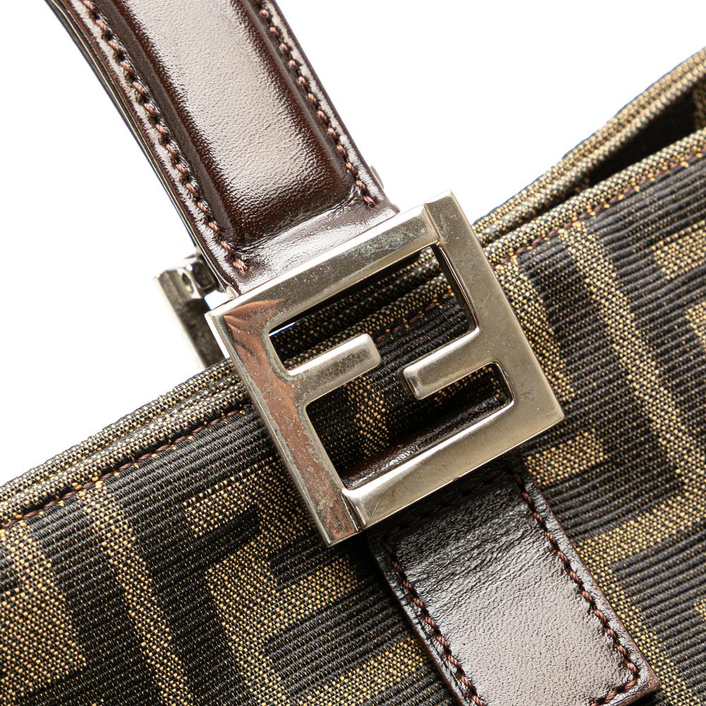 Fendi B Fendi Brown Canvas Fabric Large Zucca Twins Tote Italy