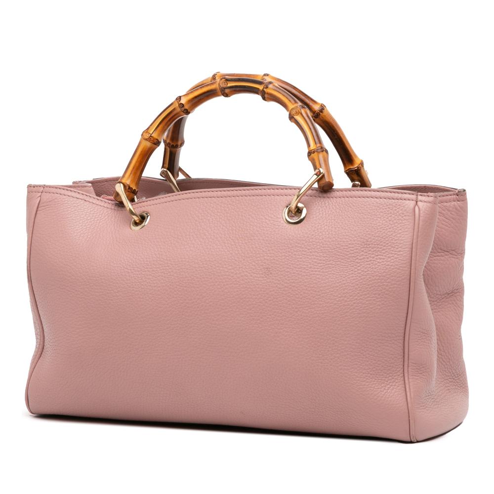 Gucci B Gucci Pink Calf Leather Medium skin Bamboo Shopper Satchel Italy