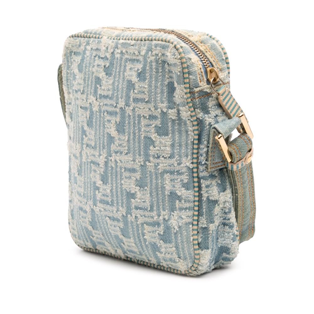 Fendi B Fendi Blue Denim Canvas Fabric Zucca Denim Crossbody Italy