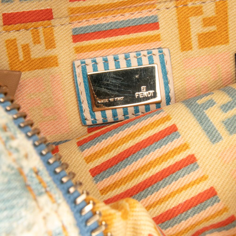Fendi B Fendi Blue Denim Canvas Fabric Zucca Denim Crossbody Italy