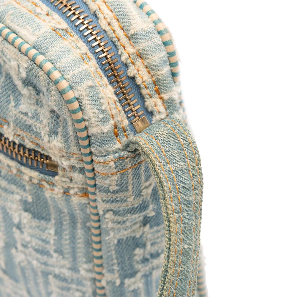Fendi B Fendi Blue Denim Canvas Fabric Zucca Denim Crossbody Italy