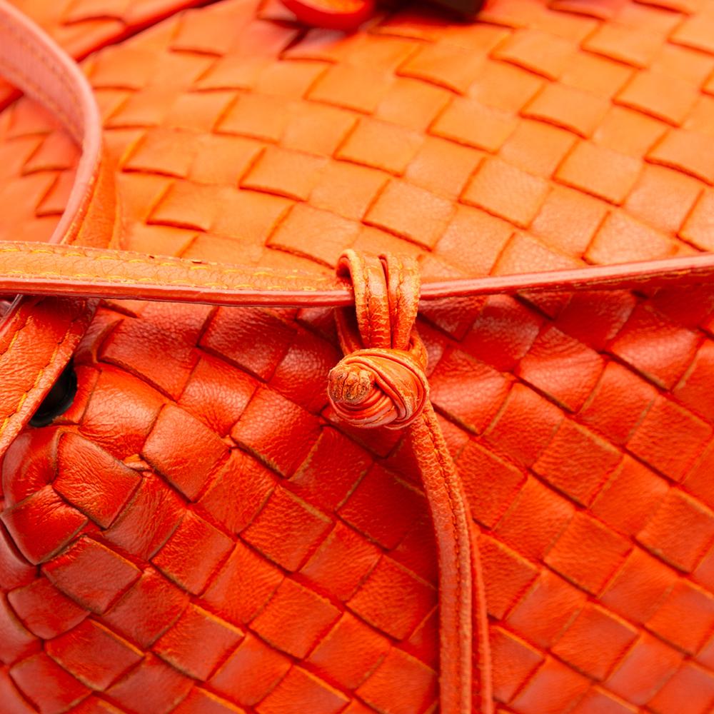 Bottega Veneta B Bottega Veneta Orange Nappa Leather Leather Nappa Intrecciato Cube Crossbody Italy