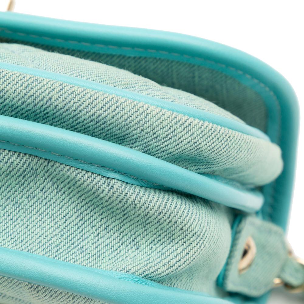 Chanel AB Chanel Blue Turquoise Denim Fabric Mini CC Quilted Messenger Flap Italy