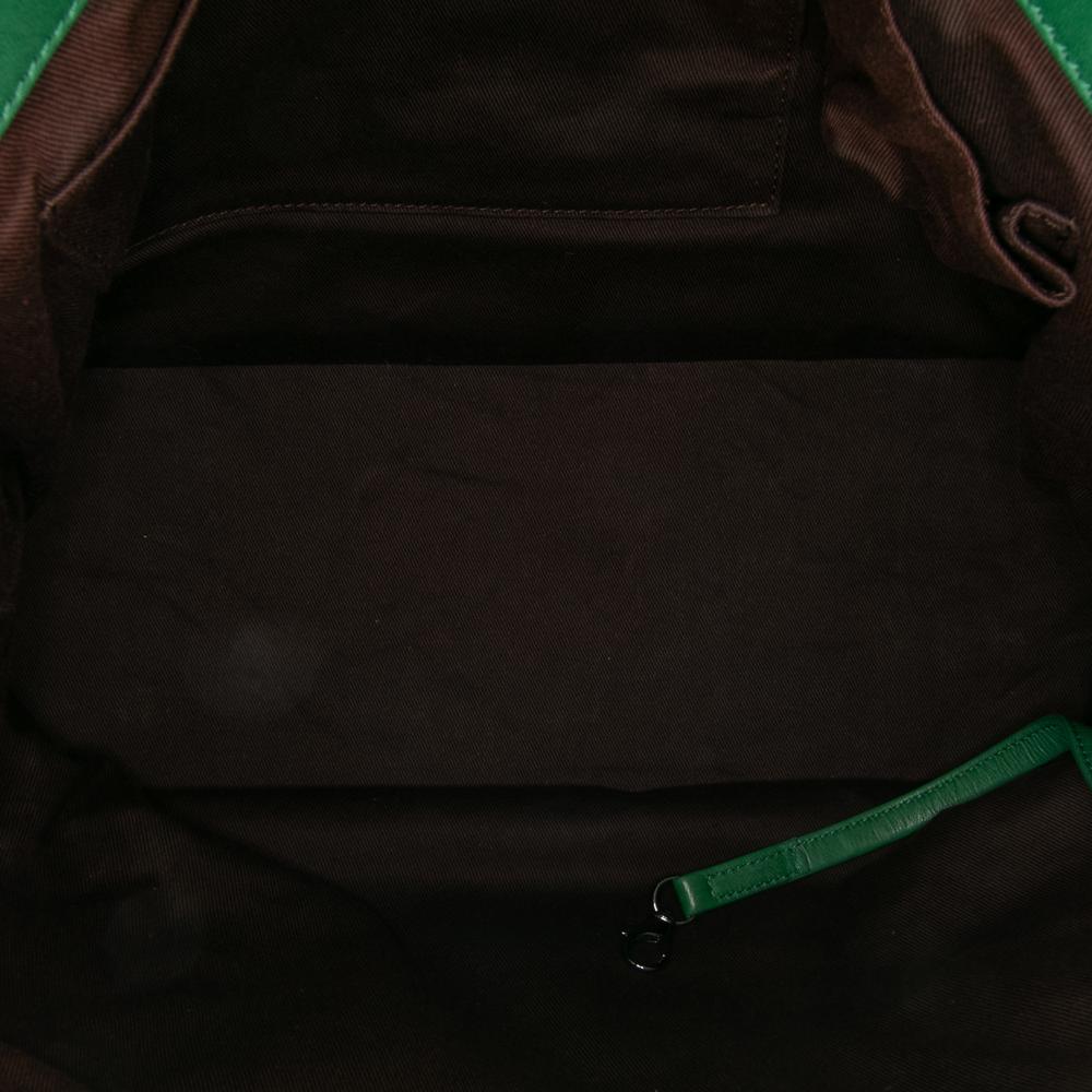 Chanel B Chanel Green with Black Lambskin Leather Leather Large Quilted Lambskin Country Club Tote Italy