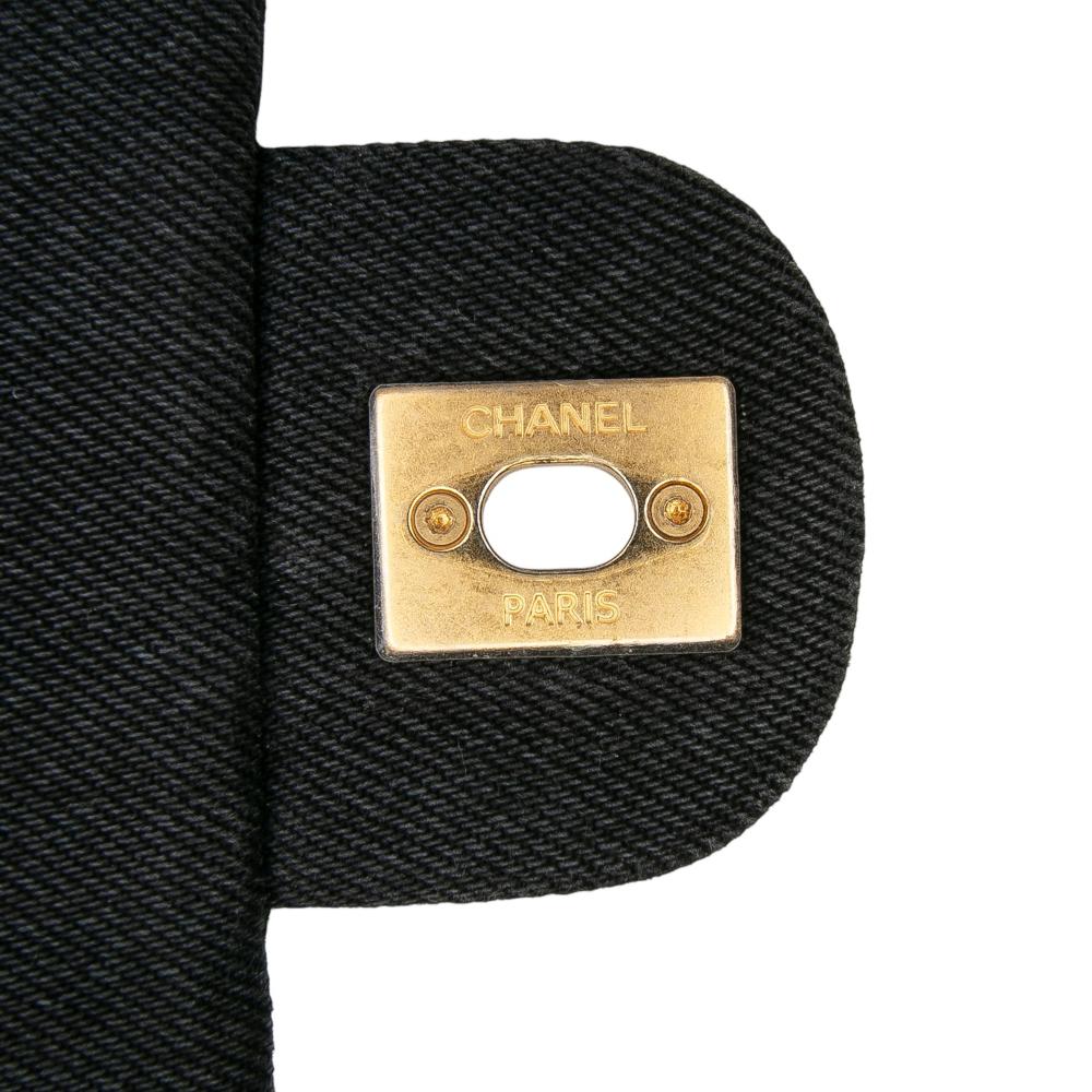 Chanel B Chanel Gray Charcoal Denim Fabric Mini Rectangular Quilted Mood Flap Italy