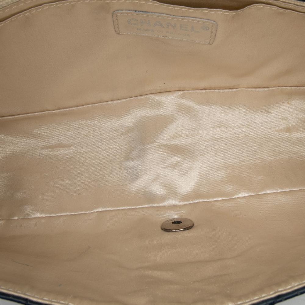 Chanel B Chanel Blue Navy Calf Leather CC Quilted Perforated Aged skin Flap France