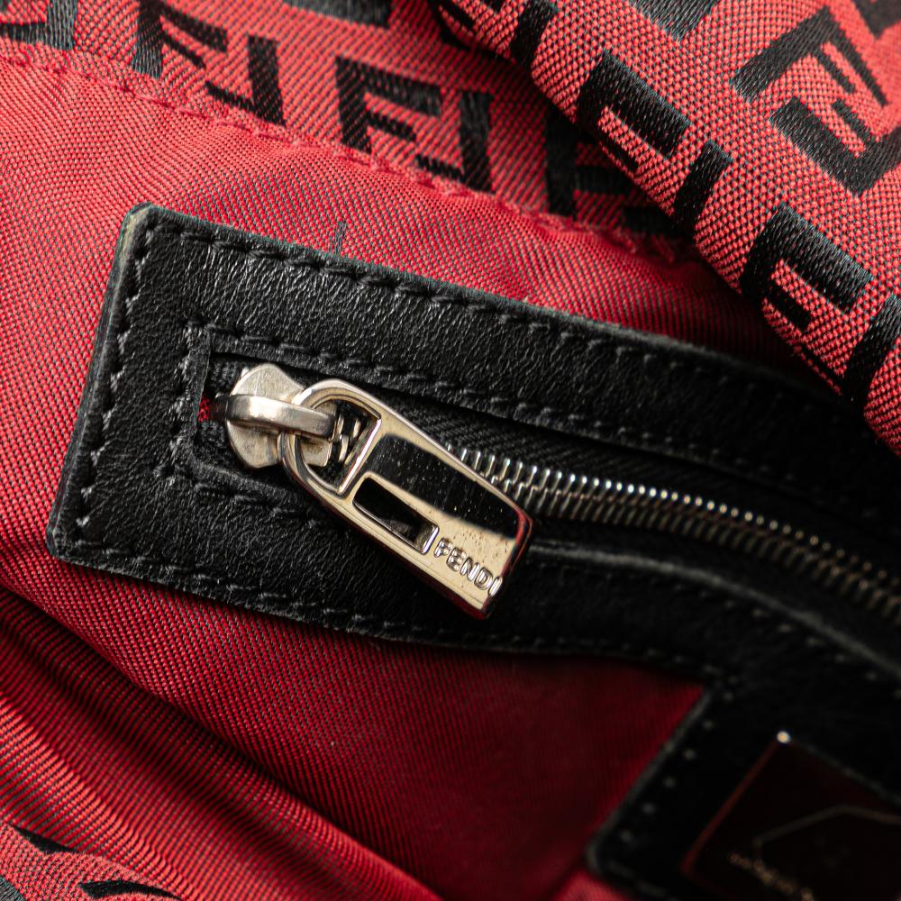 Fendi B Fendi Red Canvas Fabric Zucca Double Flap Mamma Italy