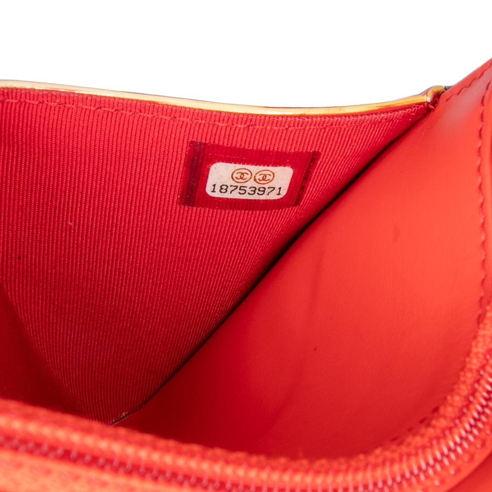 Chanel B Chanel Orange with Red Patent Leather Leather Patent Striped Wallet On Chain Spain