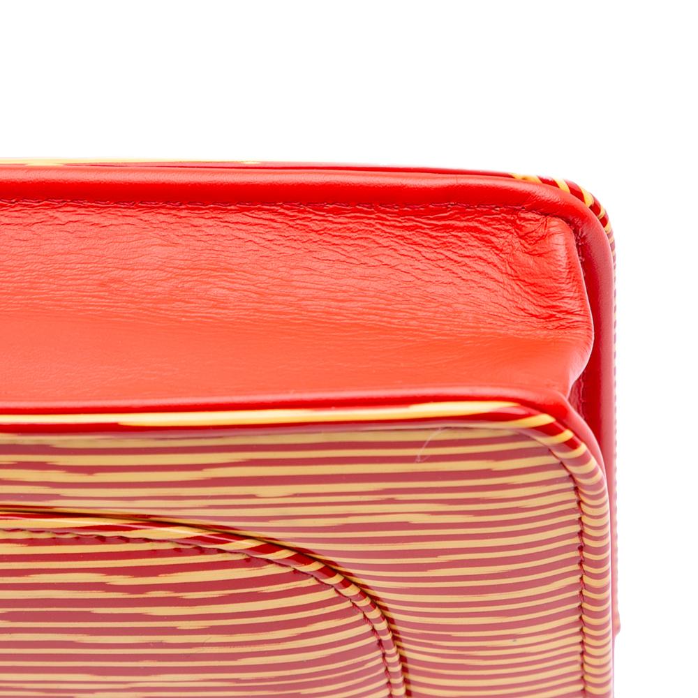 Chanel B Chanel Orange with Red Patent Leather Leather Patent Striped Wallet On Chain Spain