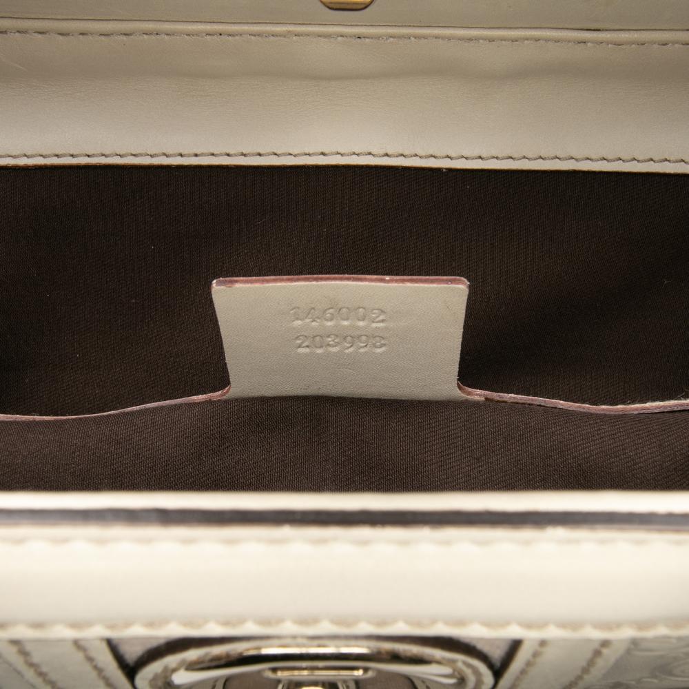 Gucci B Gucci White Calf Leather Guccissima Treasure Handbag Italy