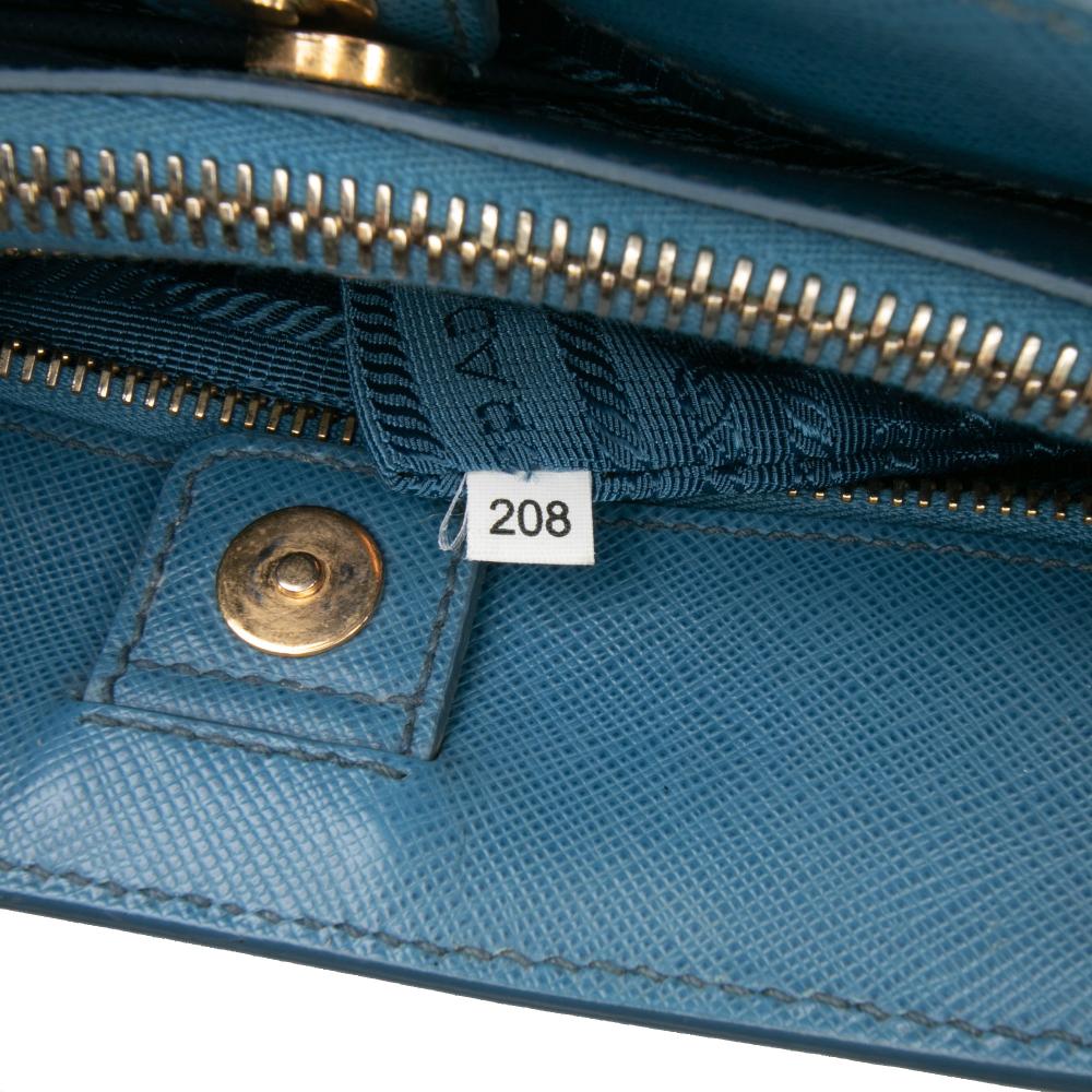 Prada B Prada Blue Saffiano Leather Medium Lux Galleria Satchel Italy
