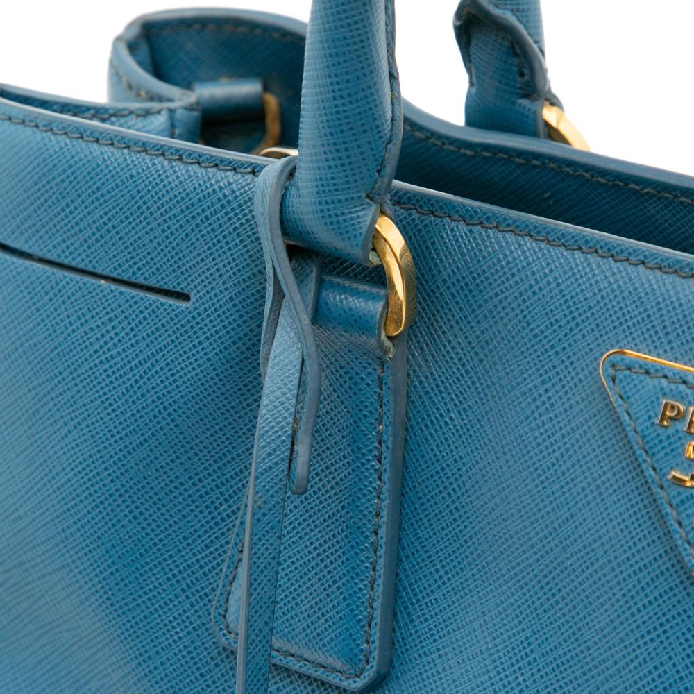 Prada B Prada Blue Saffiano Leather Medium Lux Galleria Satchel Italy