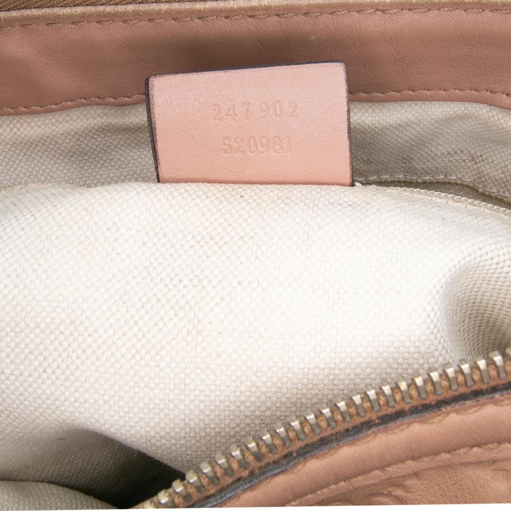 Gucci B Gucci Pink Salmon Calf Leather Guccissima Sukey Satchel Italy