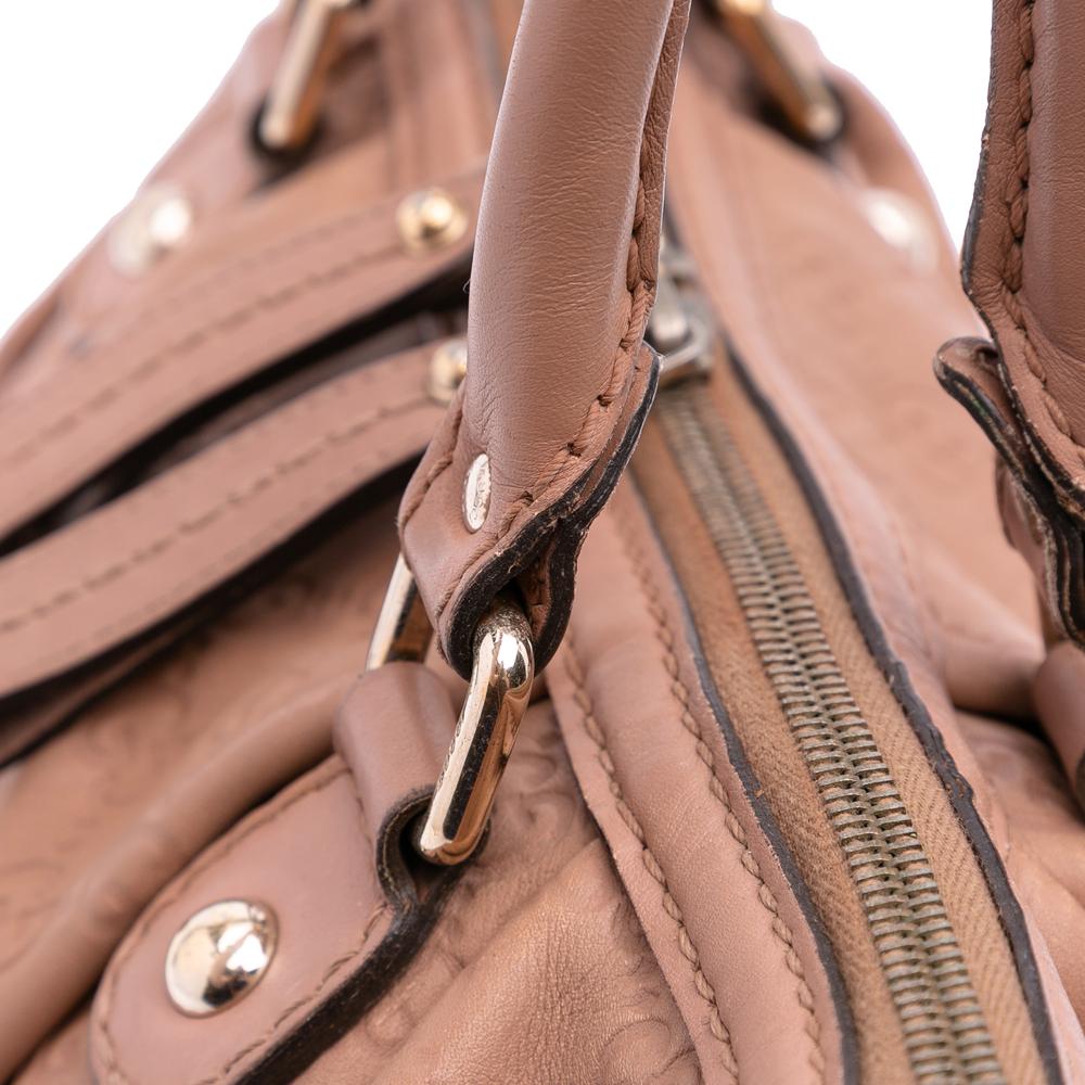 Gucci B Gucci Pink Salmon Calf Leather Guccissima Sukey Satchel Italy