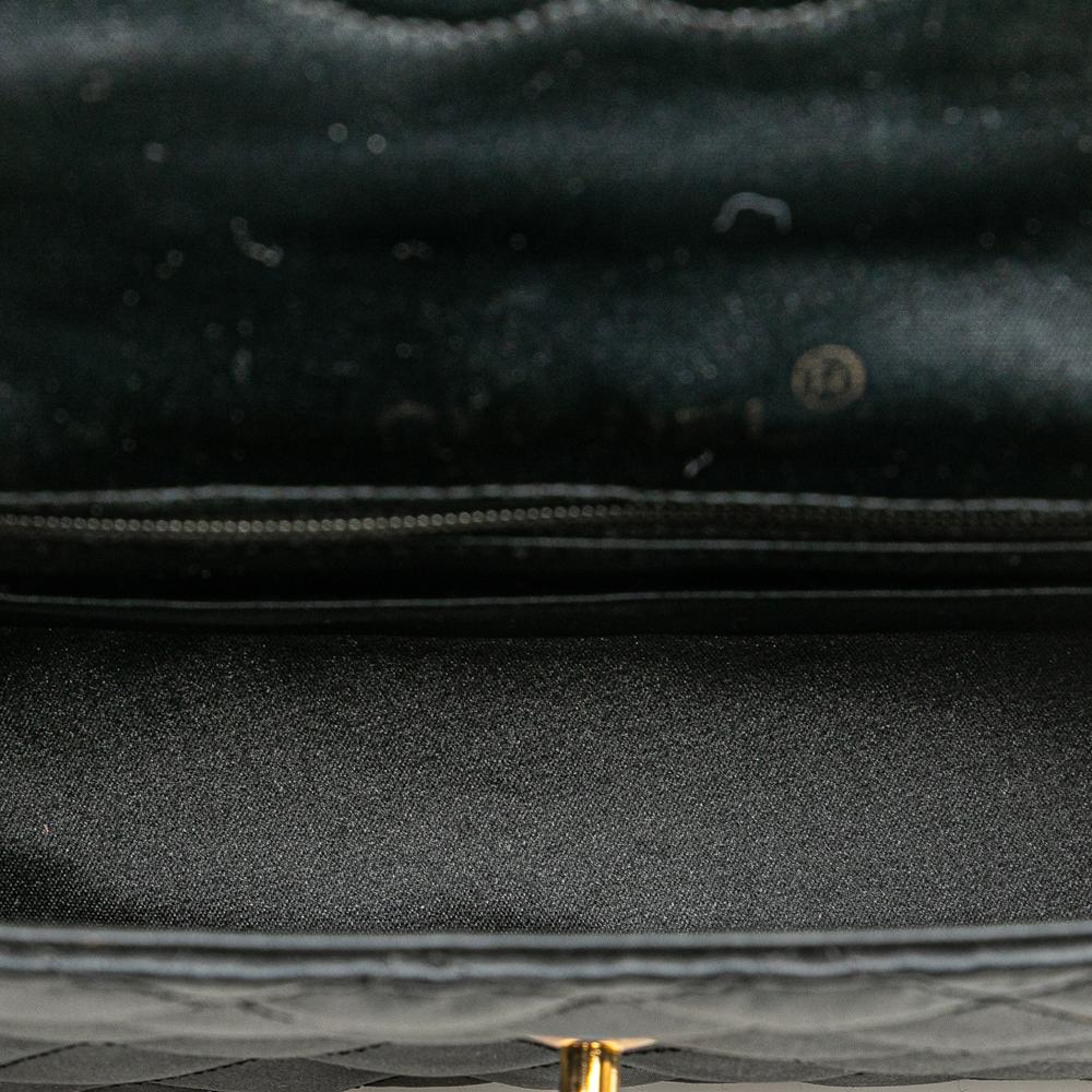 Chanel B Chanel Black Satin Fabric Mini Square Quilted Single Flap France