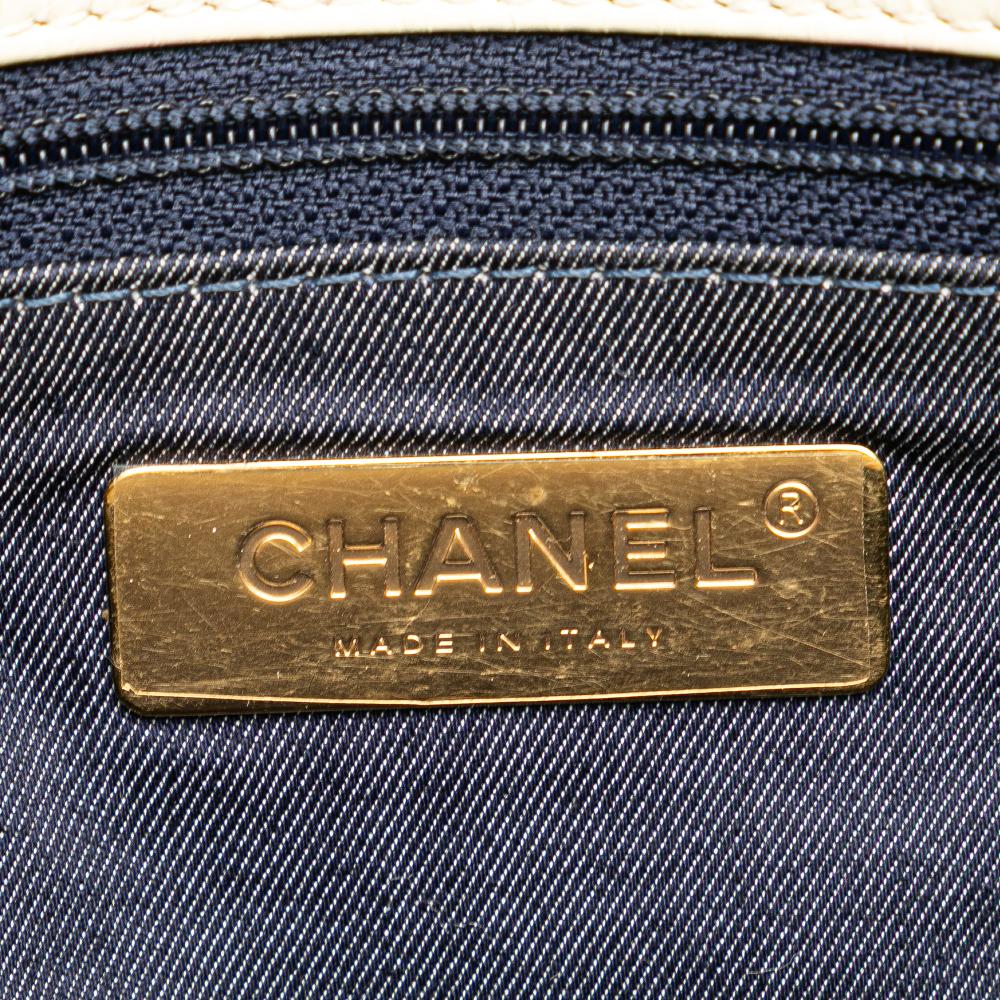 Chanel B Chanel White Ivory Calf Leather Crumpled skin En Vogue Rope Flap Italy