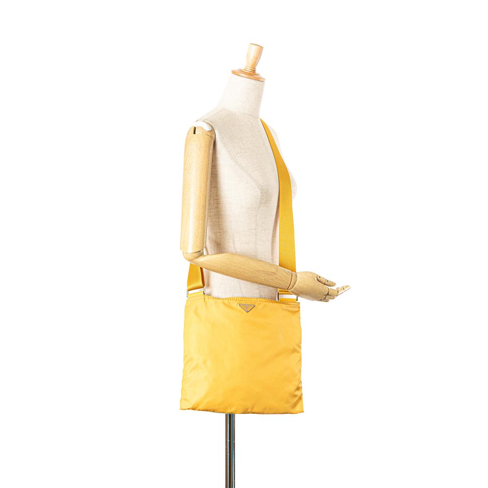 Prada B Prada Yellow Nylon Fabric Tessuto Zip Top Crossbody Italy