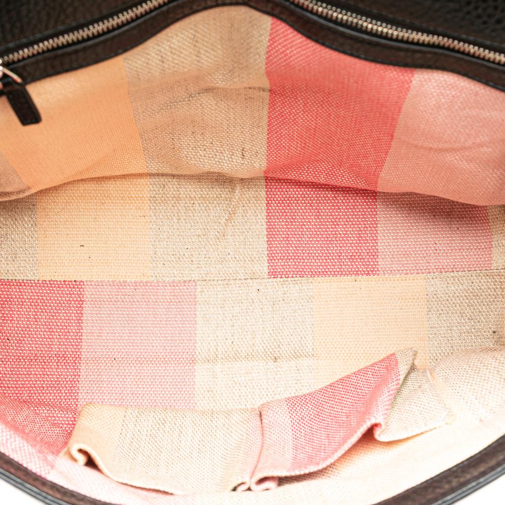 Gucci B Gucci Black Calf Leather Medium Bamboo Daily Satchel Italy