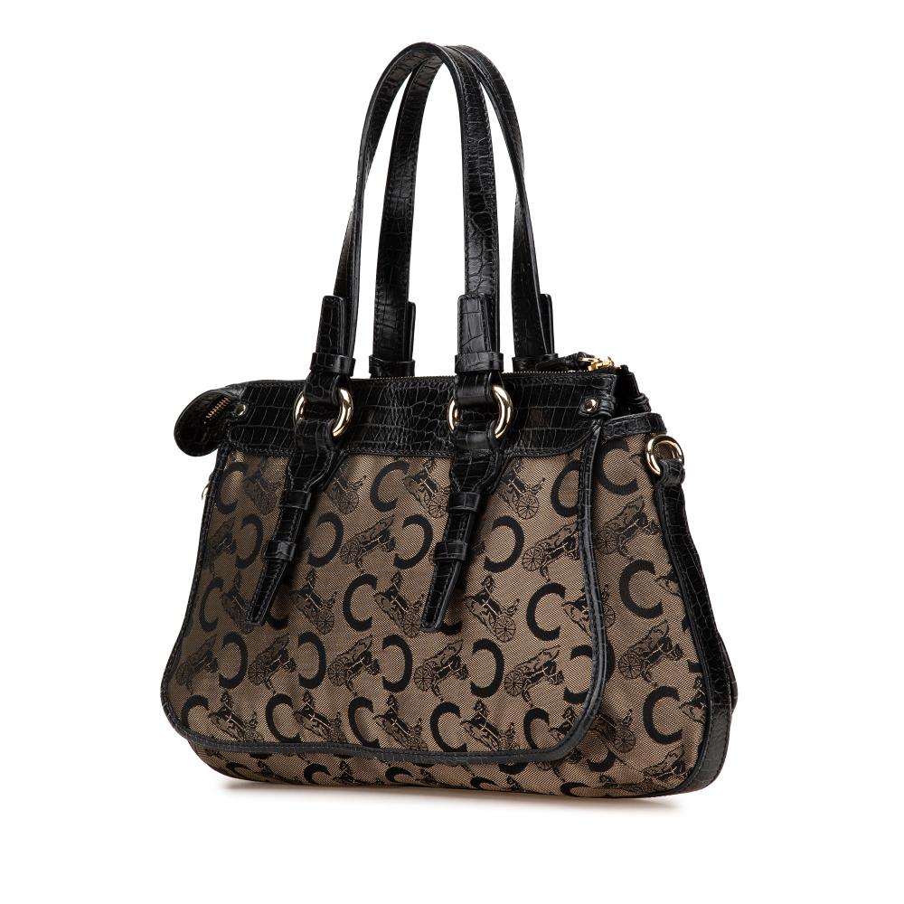 Celine B Celine Brown Light Brown Canvas Fabric C Carriage Satchel China