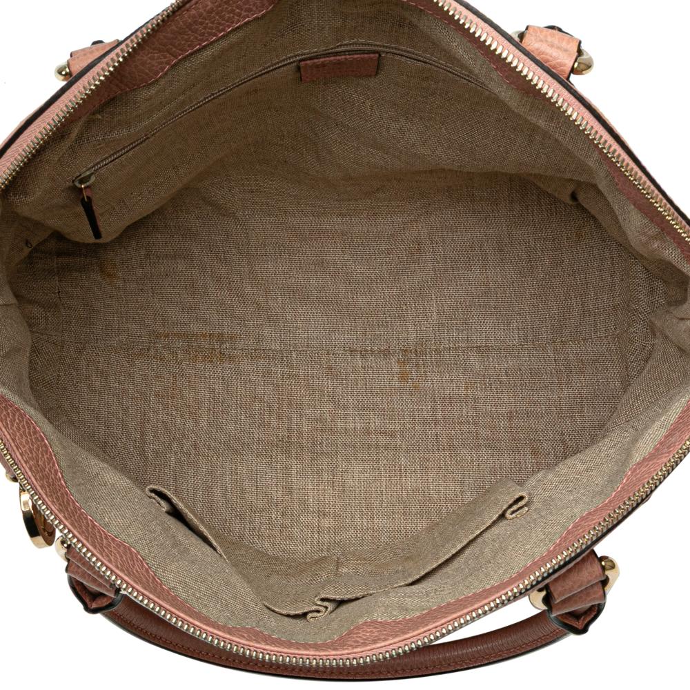 Gucci B Gucci Pink Calf Leather Medium GG Charm Dome Satchel Italy