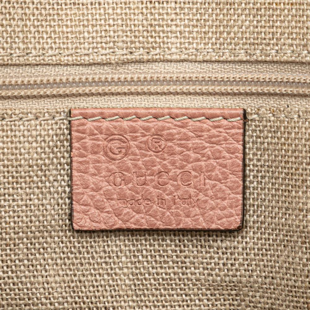 Gucci B Gucci Pink Calf Leather Medium GG Charm Dome Satchel Italy