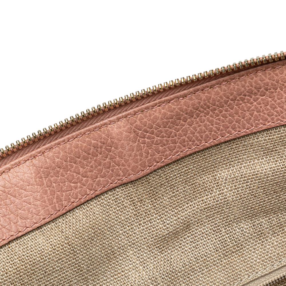 Gucci B Gucci Pink Calf Leather Medium GG Charm Dome Satchel Italy