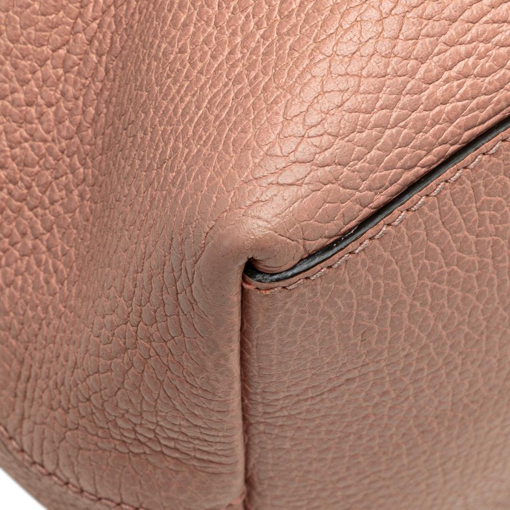 Gucci B Gucci Pink Calf Leather Medium GG Charm Dome Satchel Italy