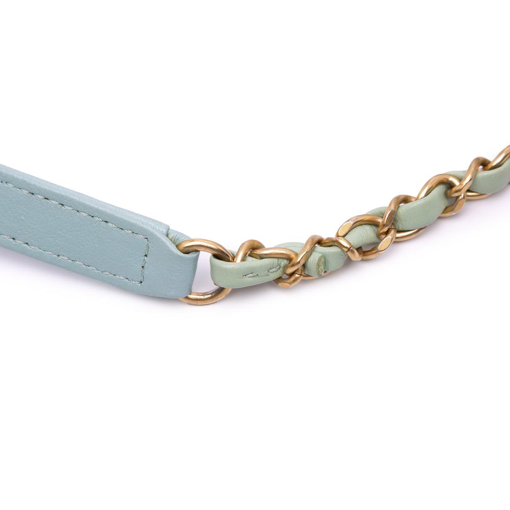 Chanel B Chanel White with Blue Light Blue Calf Leather CC Quilted skin Single Flap Italy