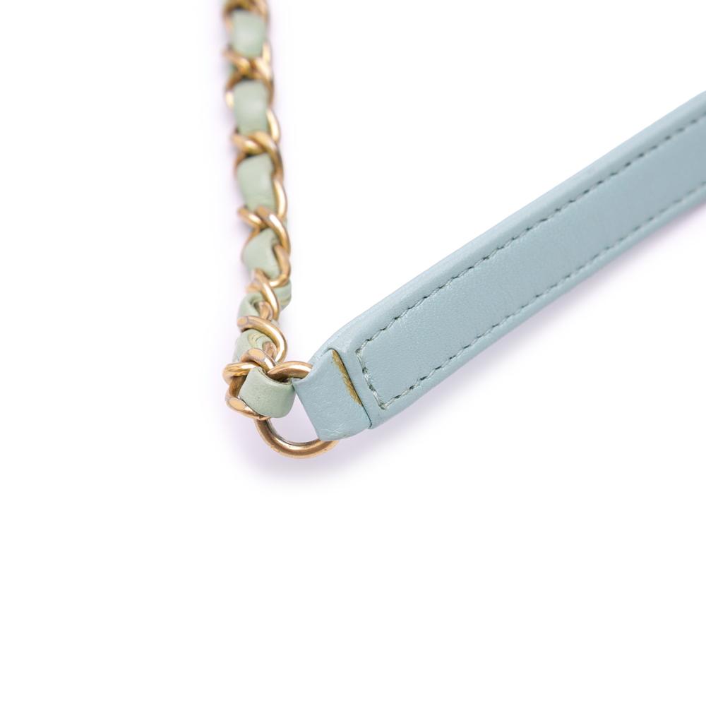 Chanel B Chanel White with Blue Light Blue Calf Leather CC Quilted skin Single Flap Italy