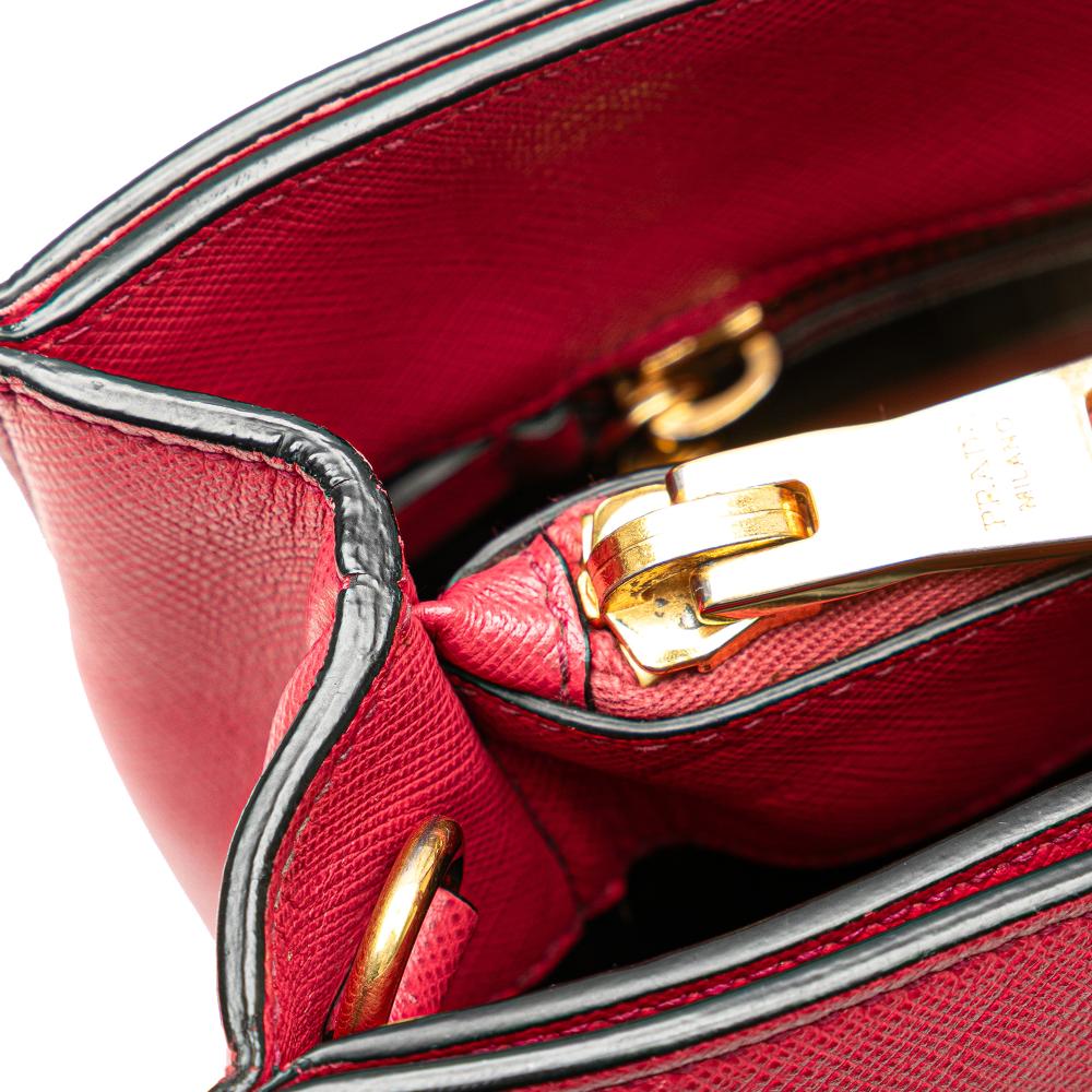 Prada B Prada Pink Saffiano Leather Soft Triple Pocket Tote Italy