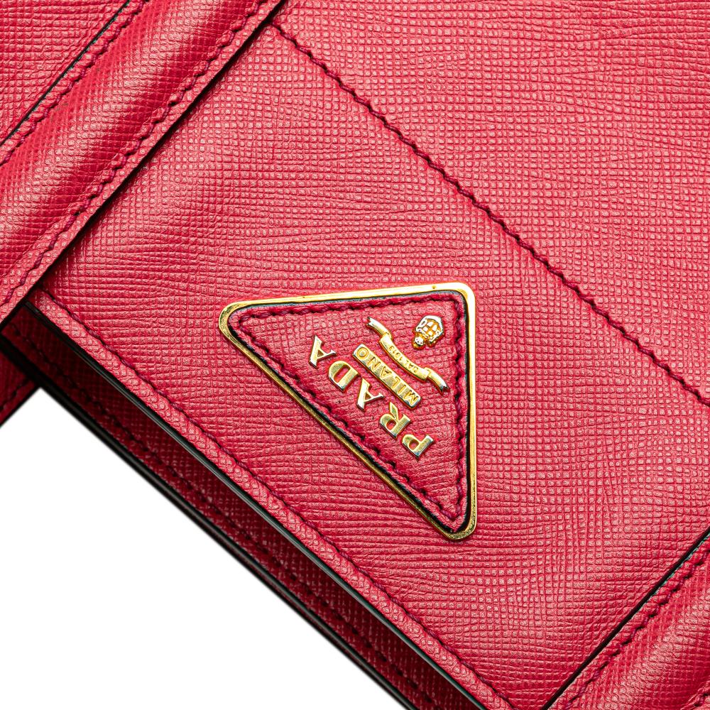 Prada B Prada Pink Saffiano Leather Soft Triple Pocket Tote Italy