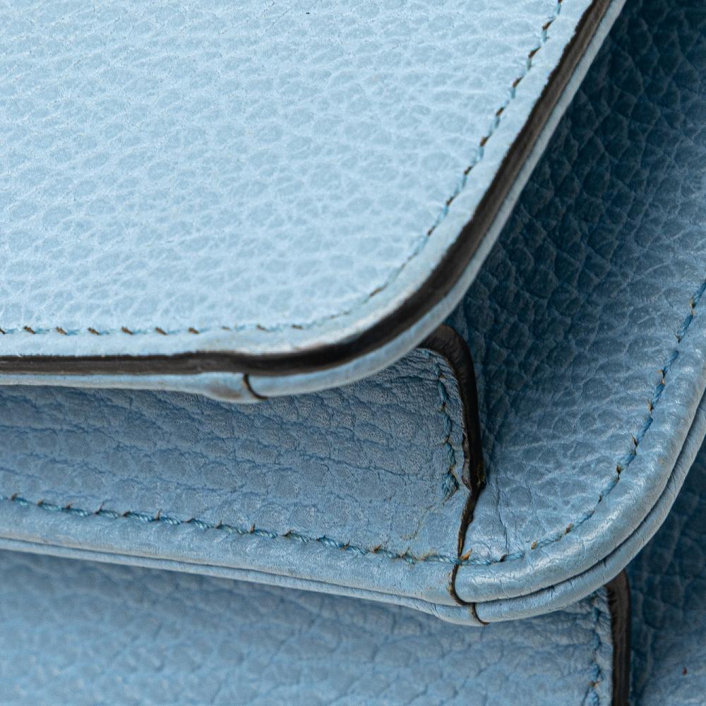 Gucci B Gucci Blue Light Blue Calf Leather Small Dollar skin Interlocking G Crossbody Italy