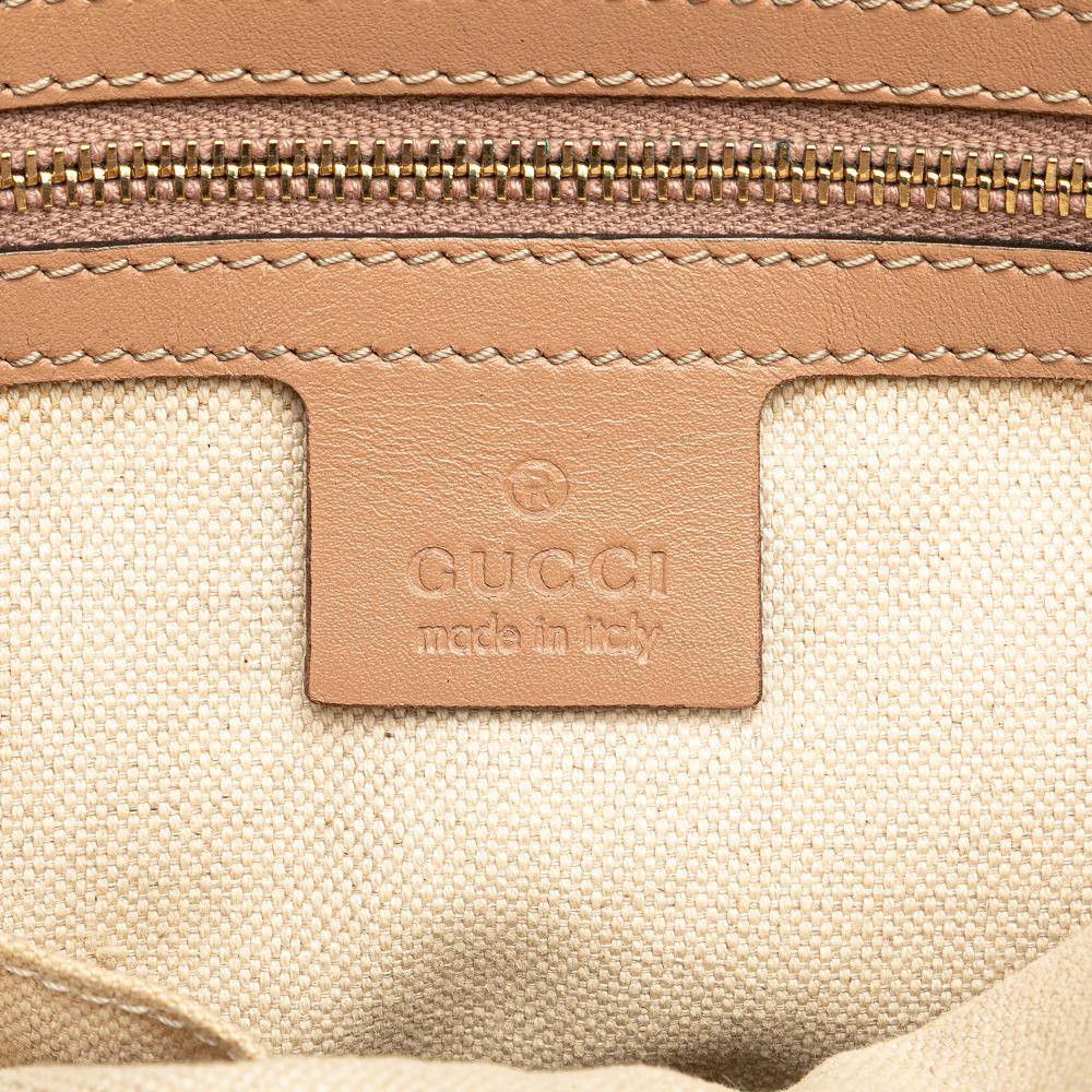 Gucci B Gucci Brown Beige Canvas Fabric GG Mayfair Satchel Italy