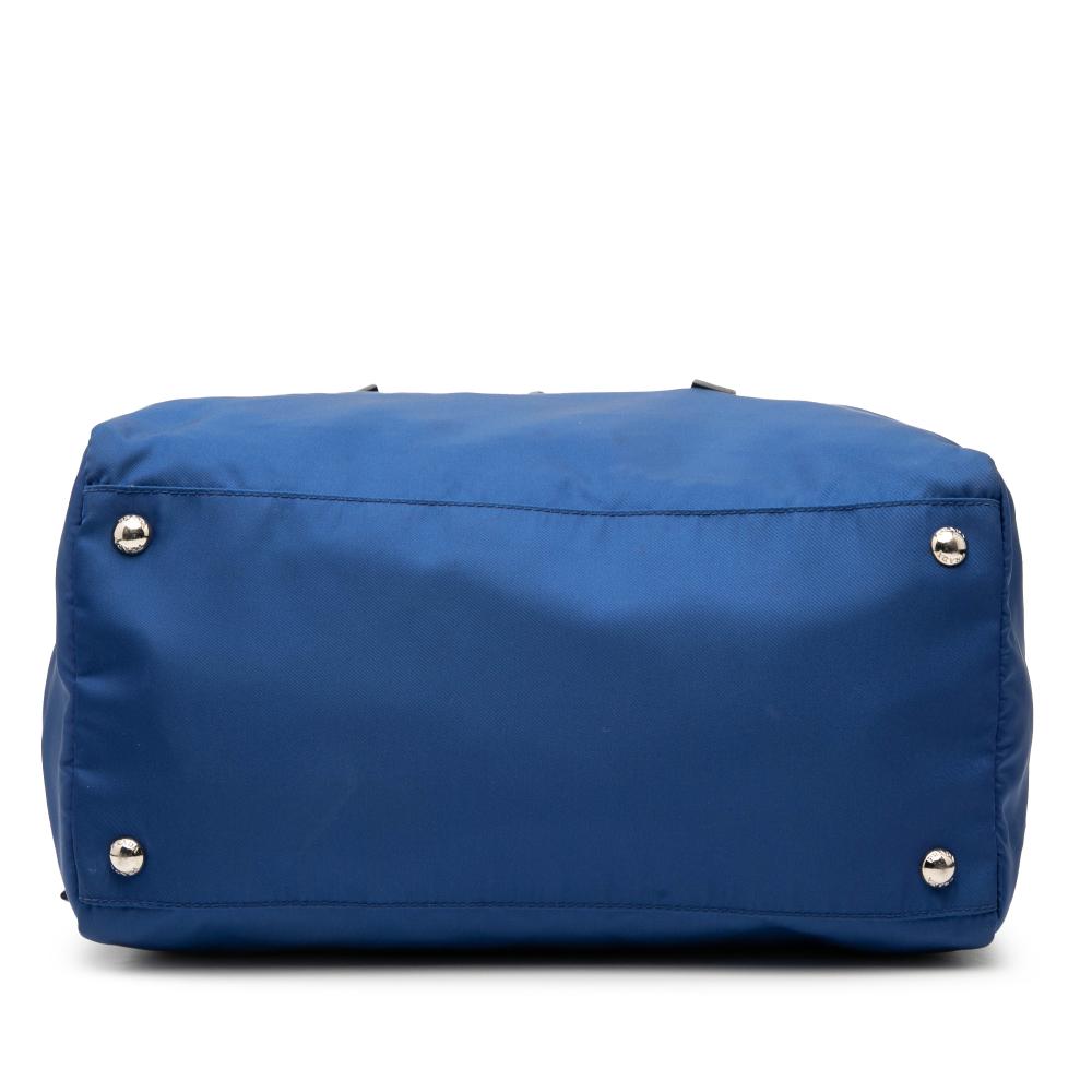 Prada B Prada Blue Nylon Fabric Tessuto Satchel Italy