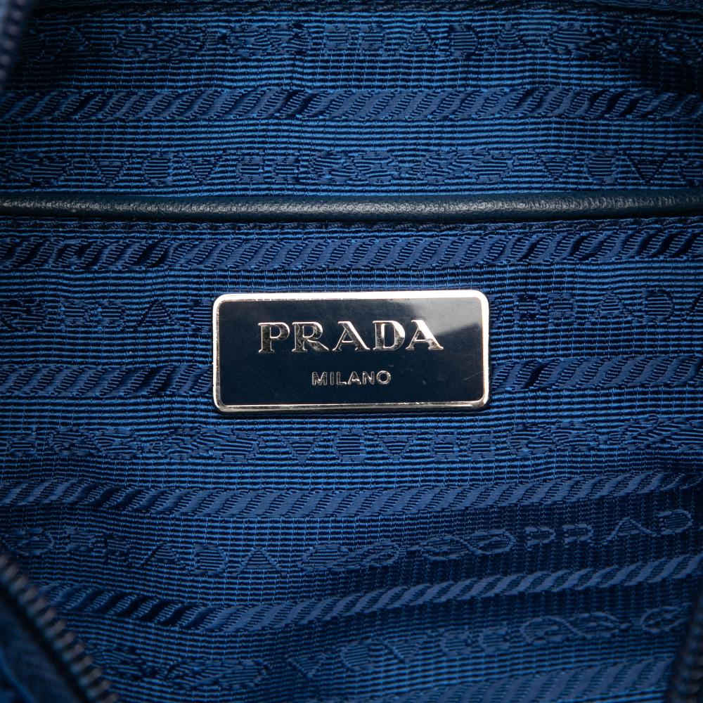 Prada B Prada Blue Nylon Fabric Tessuto Satchel Italy