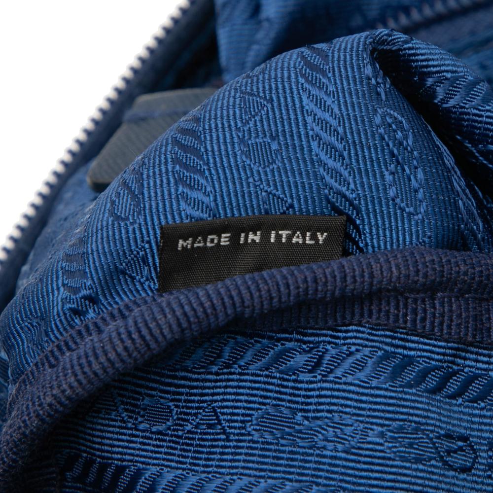 Prada B Prada Blue Nylon Fabric Tessuto Satchel Italy