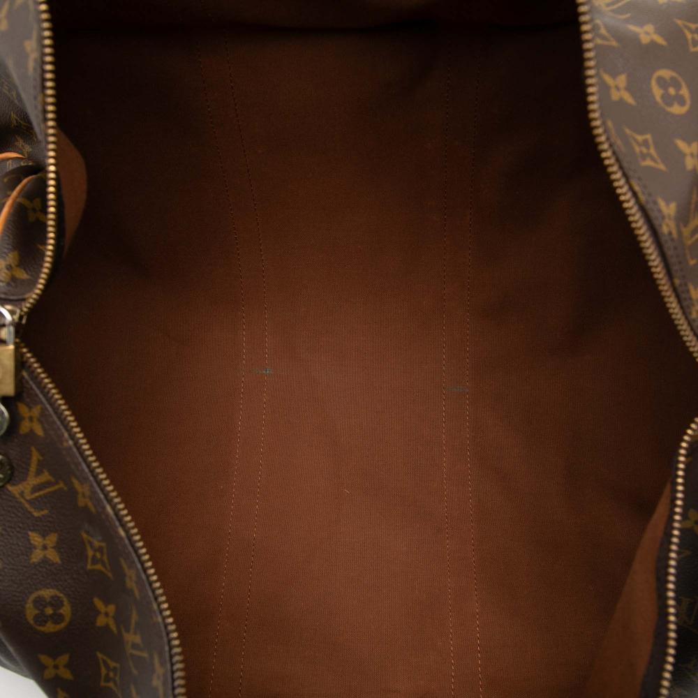 Louis Vuitton B Louis Vuitton Brown Monogram Canvas Fabric Monogram Keepall Bandouliere 60 France