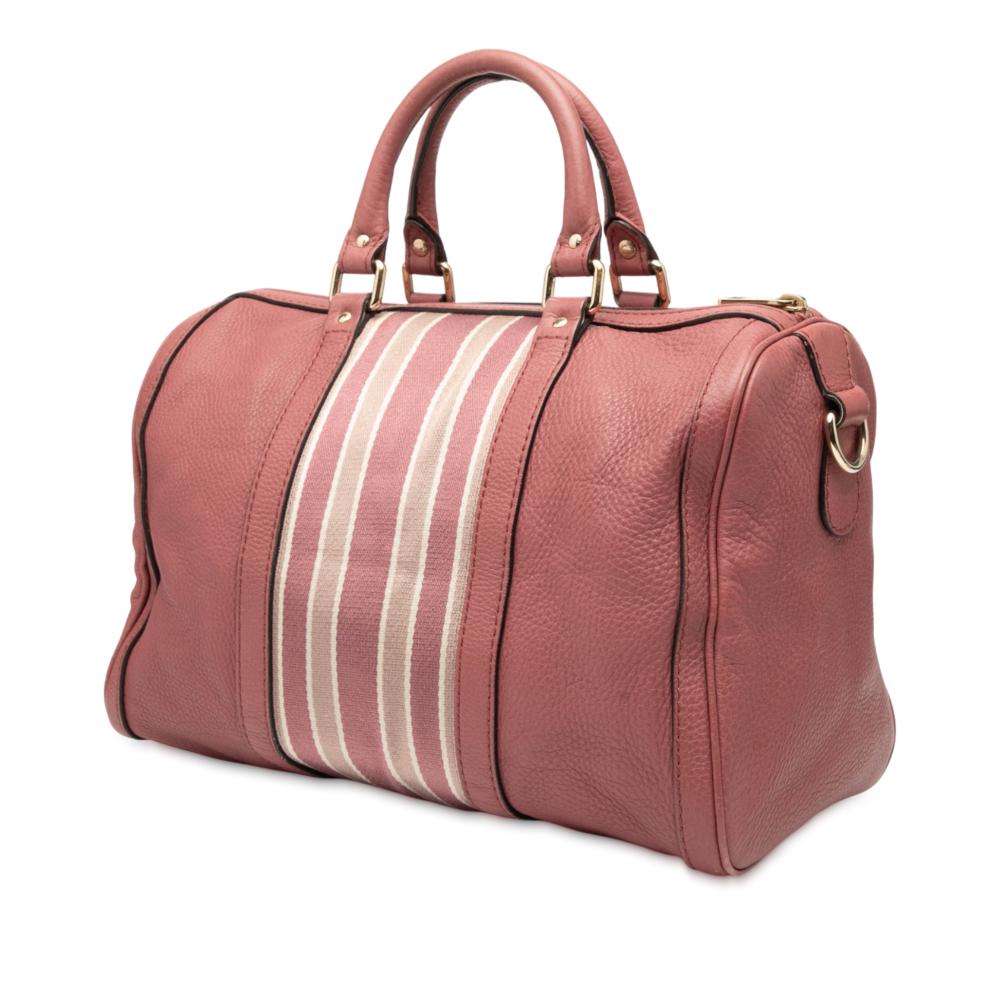 Gucci B Gucci Pink Calf Leather Medium skin Web Joy Boston Bag Italy