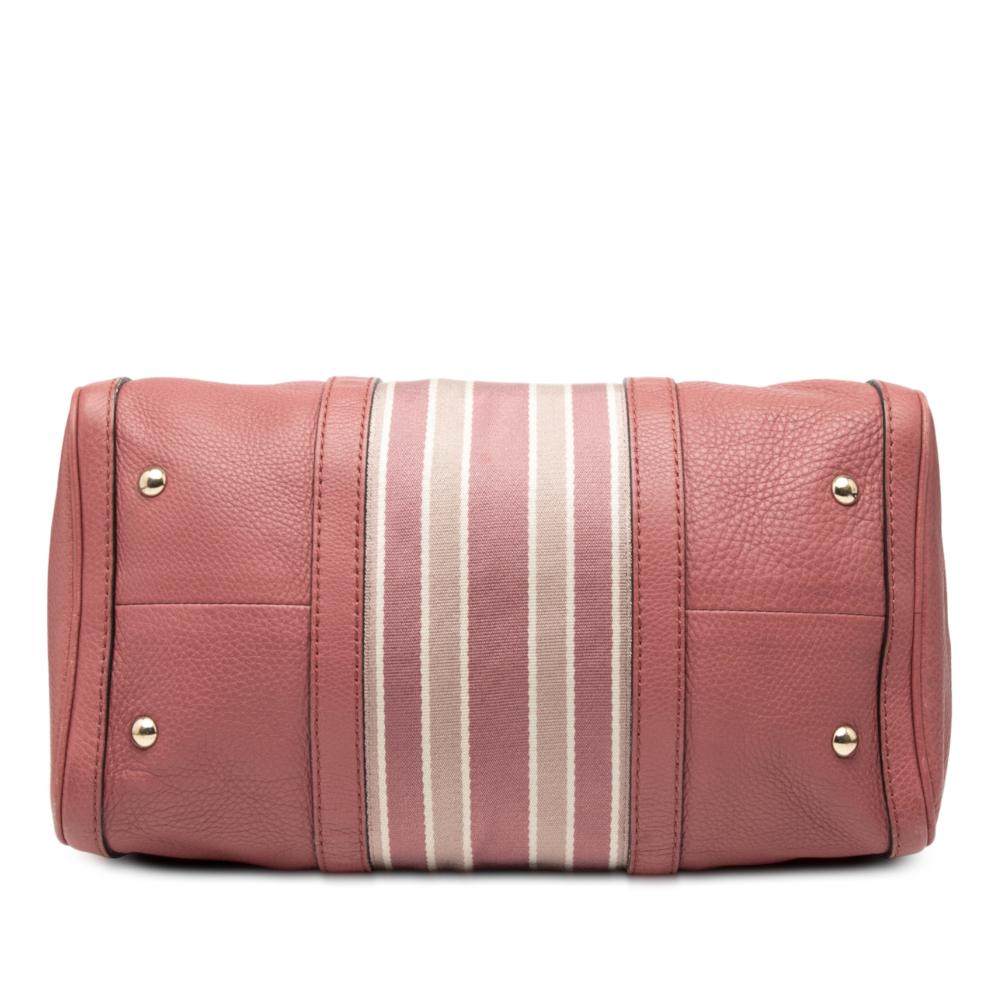 Gucci B Gucci Pink Calf Leather Medium skin Web Joy Boston Bag Italy