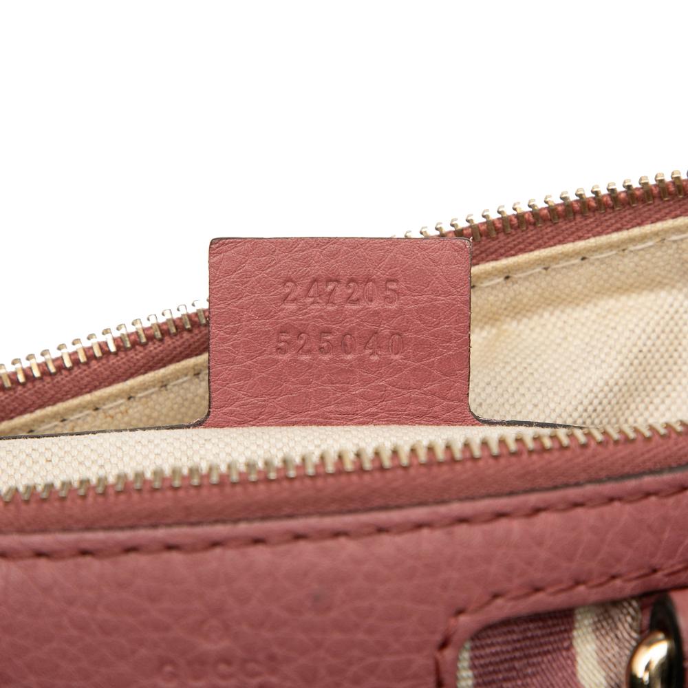 Gucci B Gucci Pink Calf Leather Medium skin Web Joy Boston Bag Italy