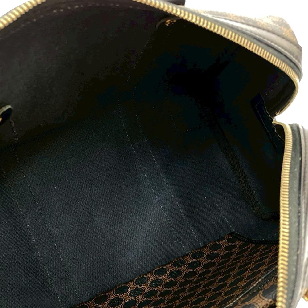 Celine AB Celine Brown with Black Coated Canvas Fabric Macadam Boston Bag France