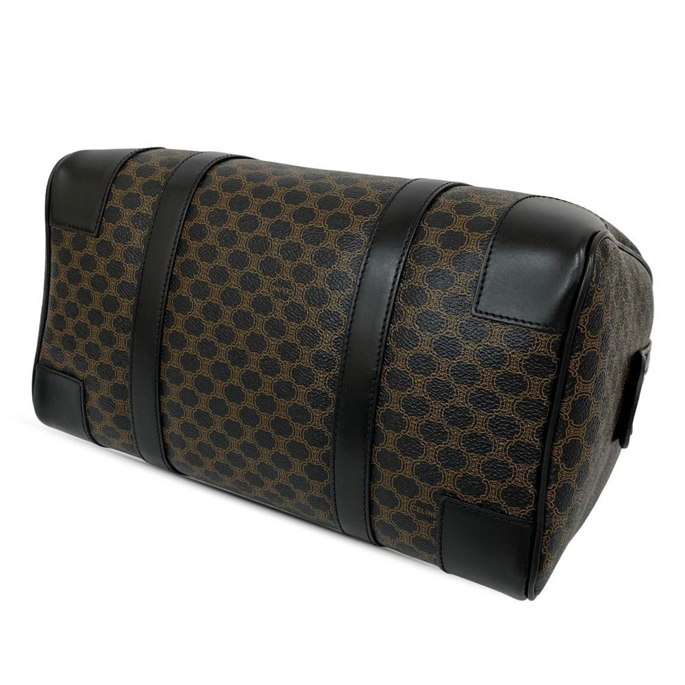 Celine AB Celine Brown with Black Coated Canvas Fabric Macadam Boston Bag France