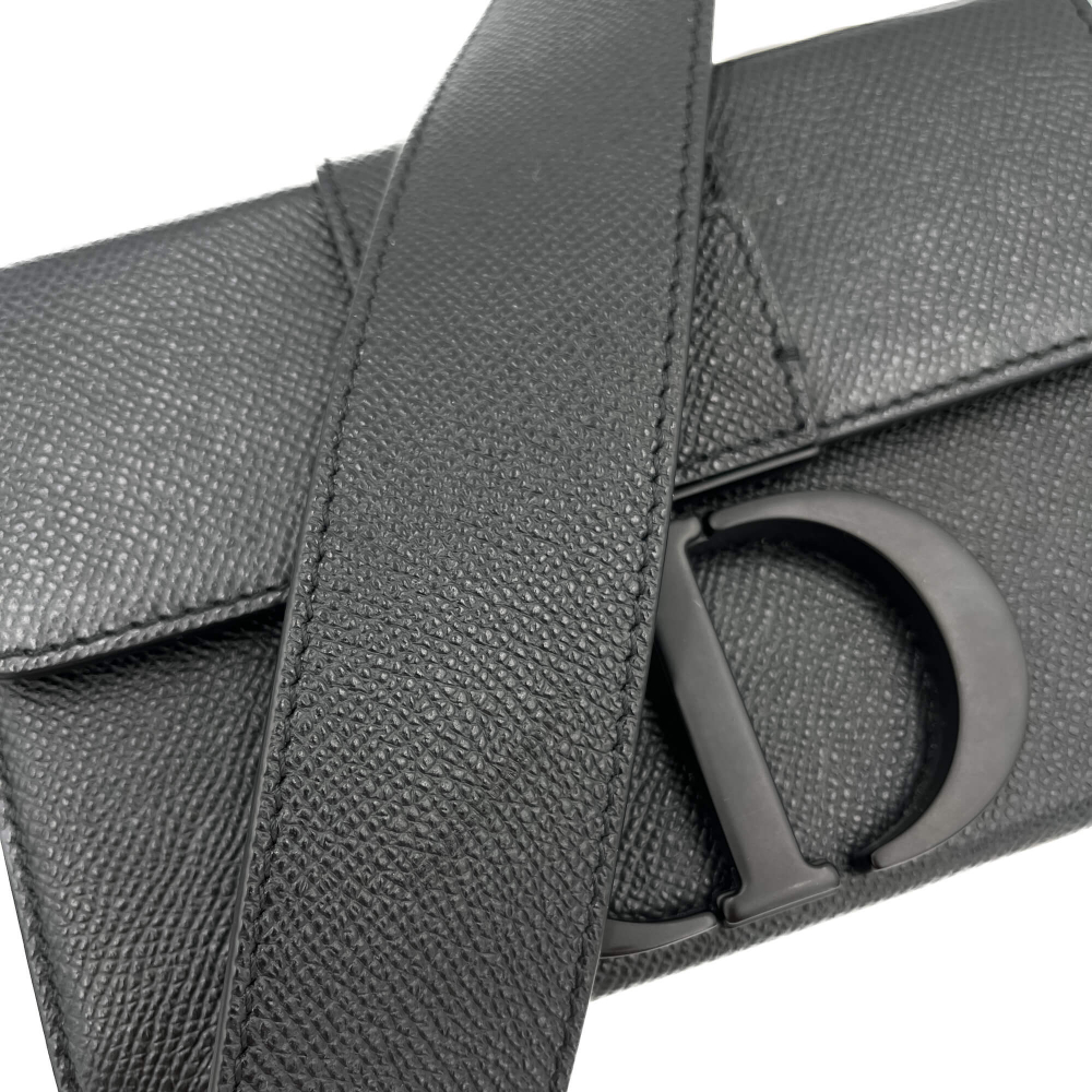 Christian Dior 30 Montaigne Box Leather 3-Ways Crossbody Black