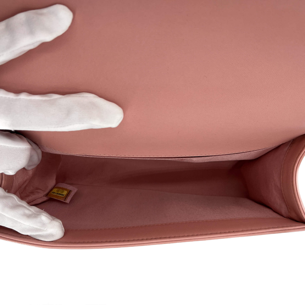 Chanel Boy Medium Quilted Lambskin Leather  Bag Pink