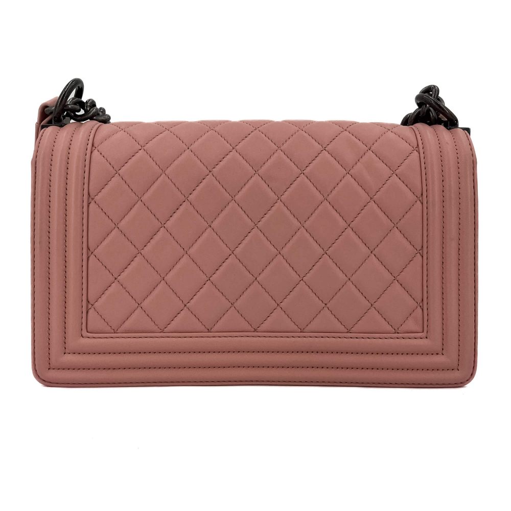 Chanel Boy Medium Quilted Lambskin Leather  Bag Pink